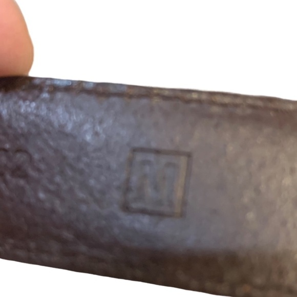 Fossil Brown Leather Belt Silver/Gold Buckle Sz M - Picture 8 of 9